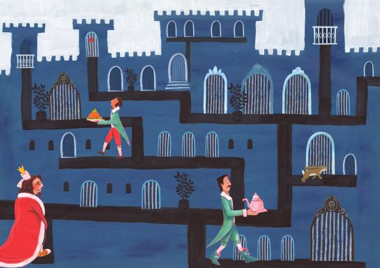 De koning woont in een kasteel met heel veel kamers